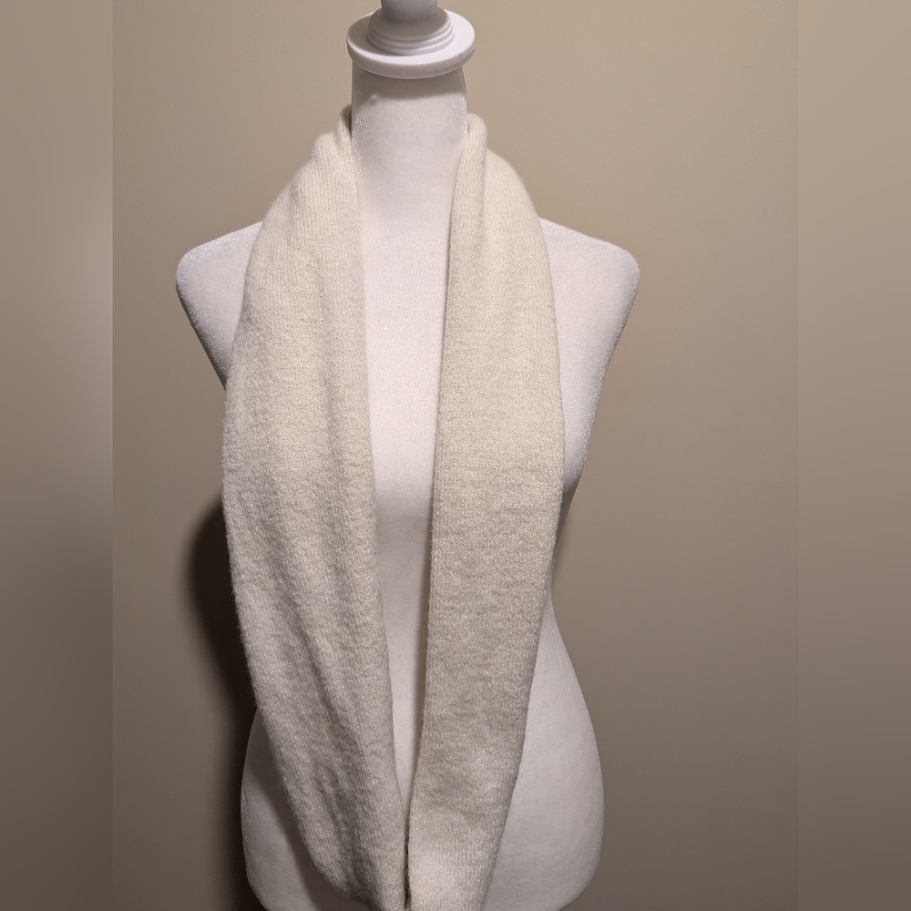 Liz Claiborne Soft and Sparkly Cream Knit Infinity Scarf